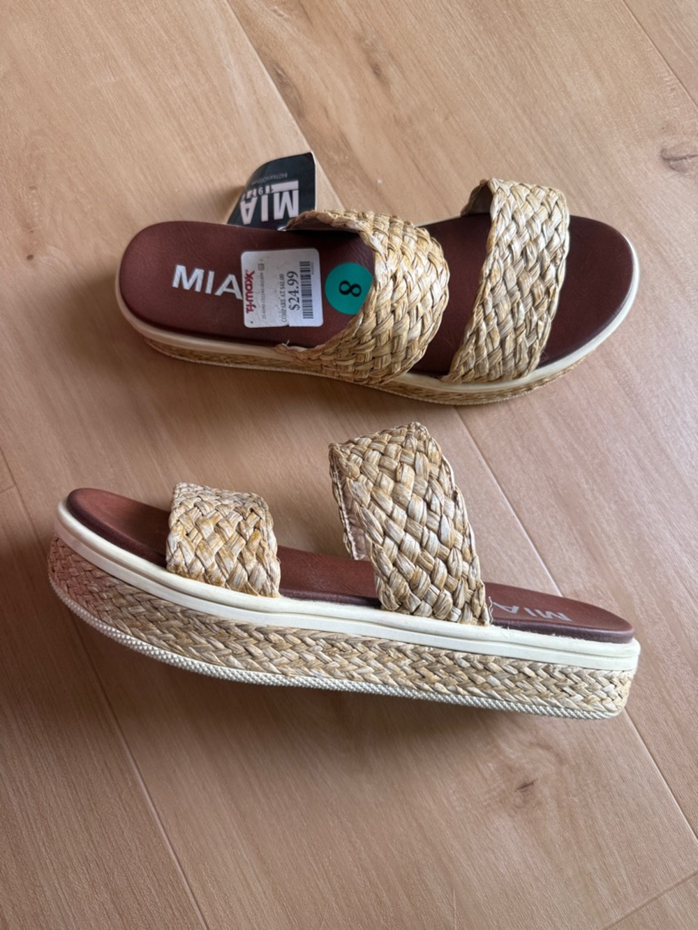 MIA Braided Gold-Tone Double Strap Platform Sandals